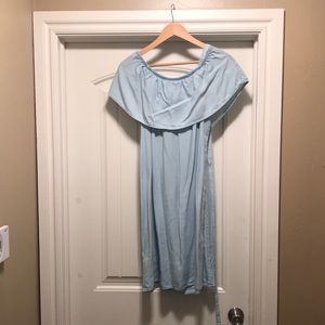 Off the shoulder chambray dress